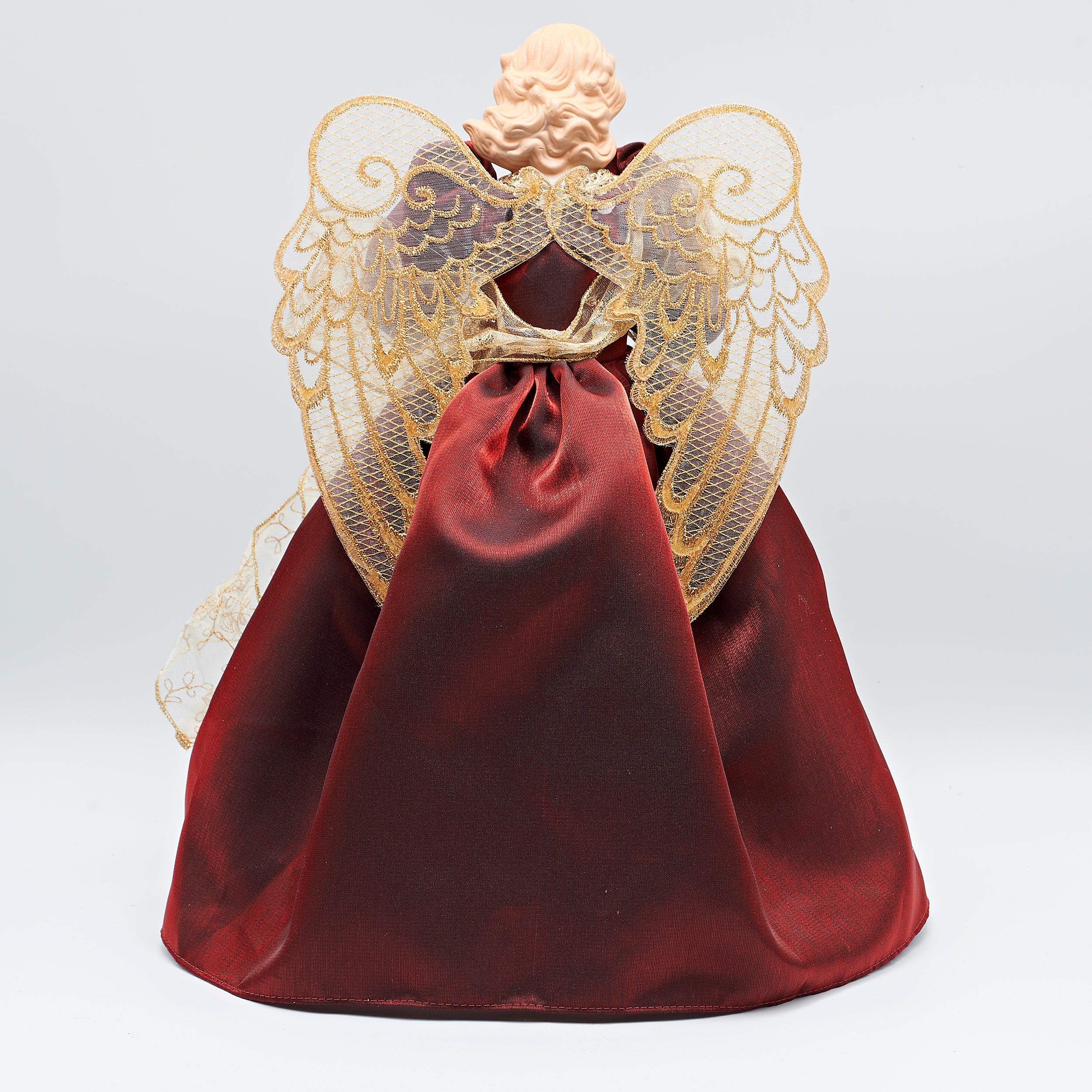 Red & Ivory Lace Angel Treetopper - Image 3