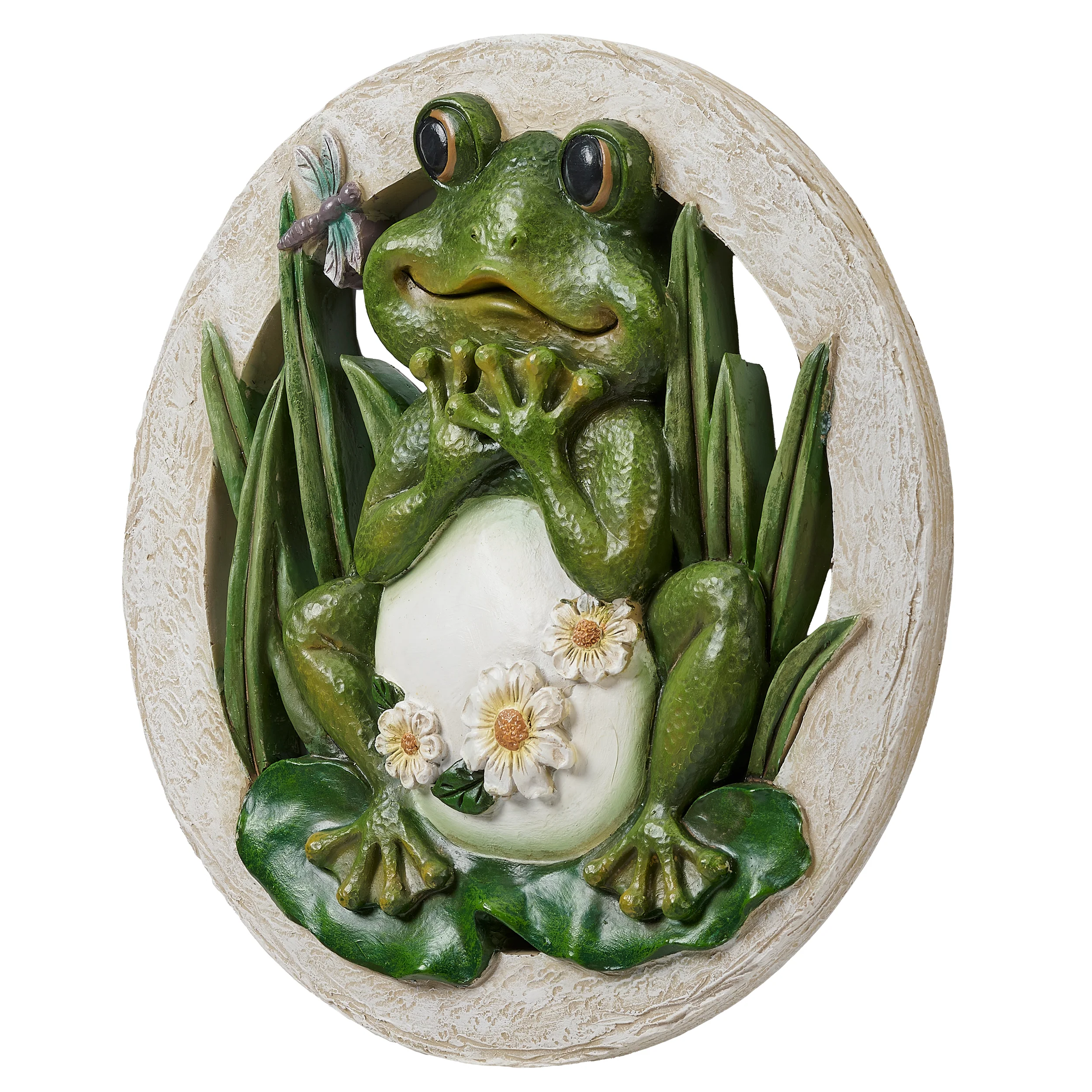 Frog with Daisies & Dragonfly Garden Stone - Image 3