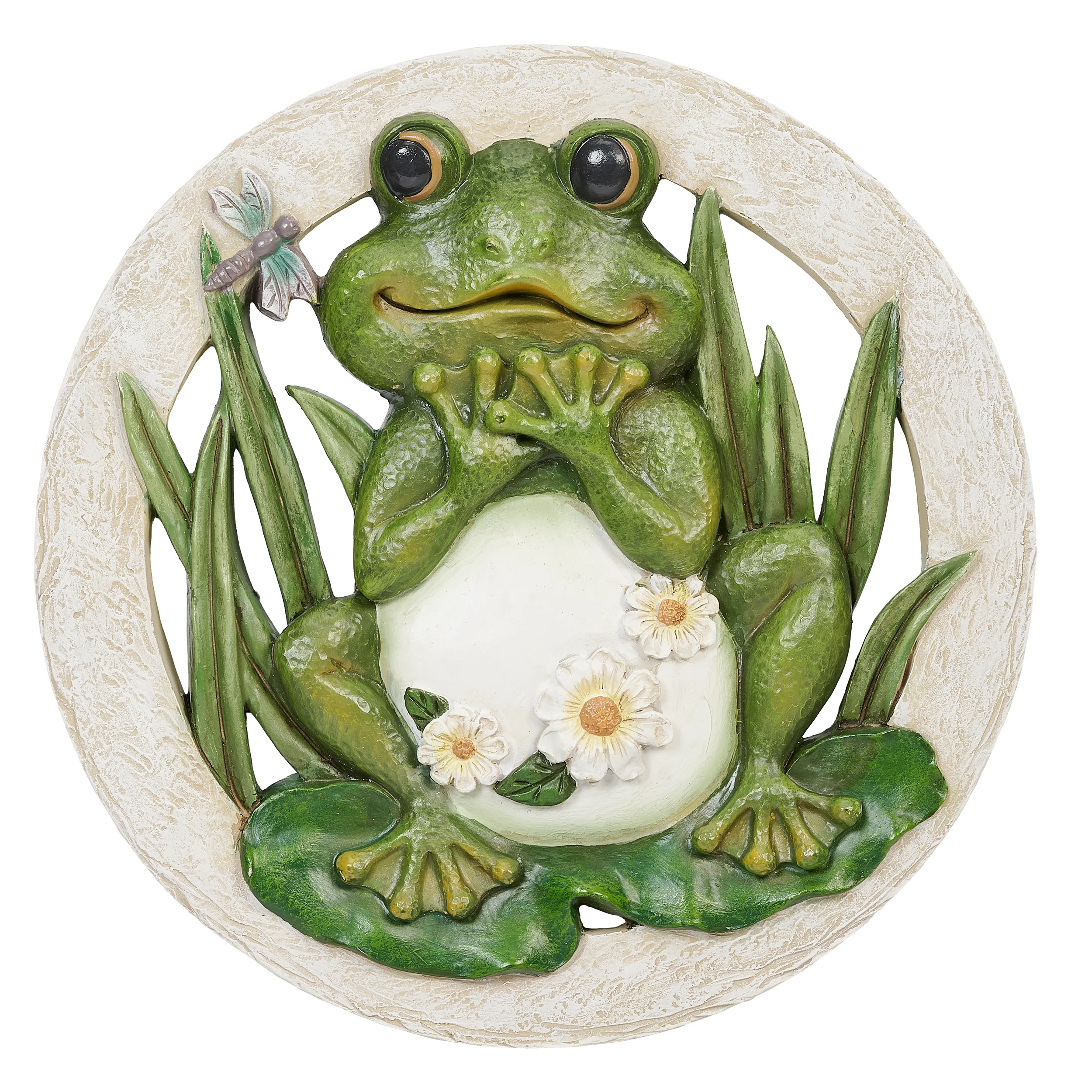 Frog with Daisies & Dragonfly Garden Stone - Image 4
